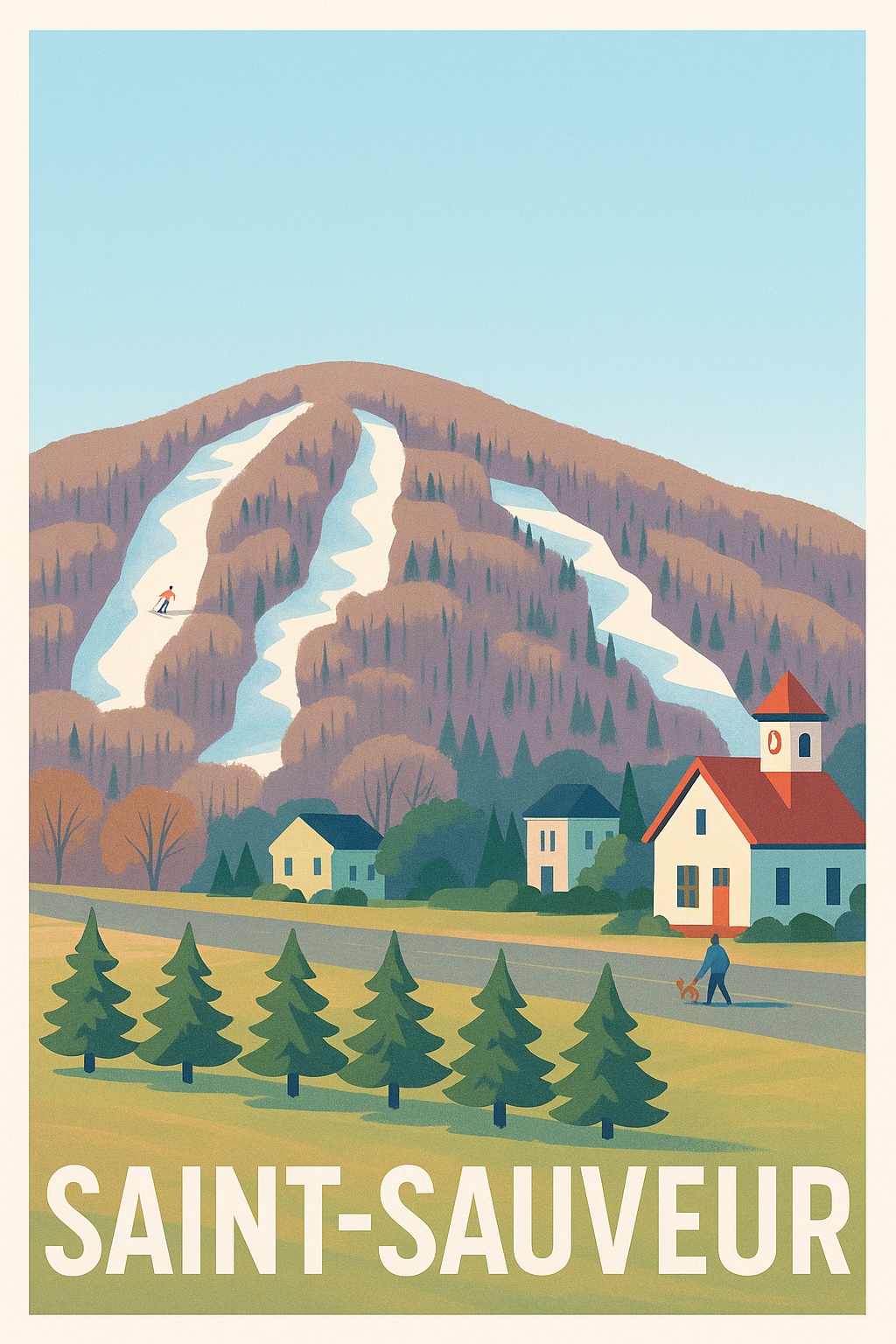 Affiche Saint-Sauveur — Charmant village au pied des pistes · poster d'art de Saint-Sauveur