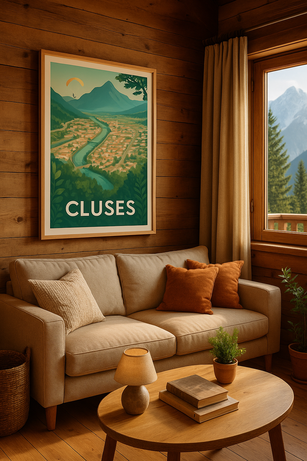 Haute-Savoie France Affiche de Cluses - Vue panoramique et envolée libre