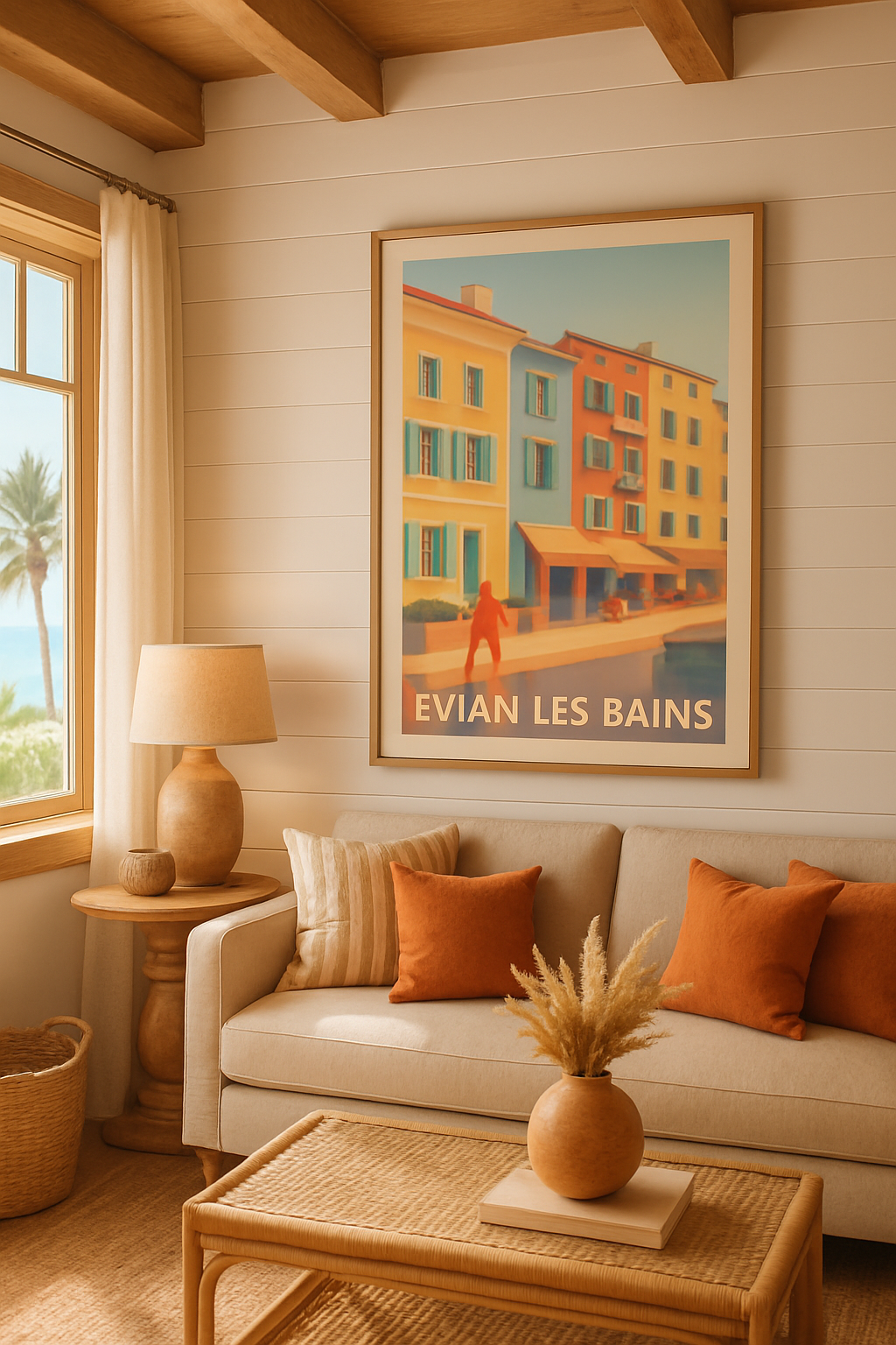 Affiche Evian-les-Bains — Charme et douceur au bord du lac · poster d'art de Evian-les-Bains