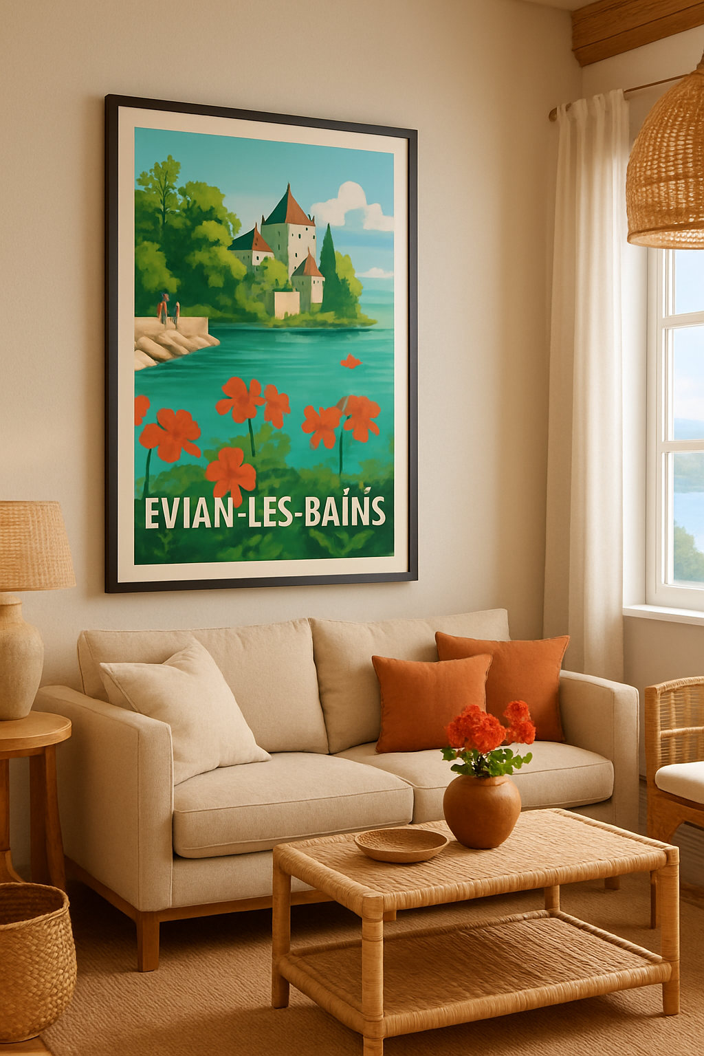 Affiche Évian-les-Bains — Charme et Sérénité au bord du Lac Léman · poster d'art de Évian-les-Bains
