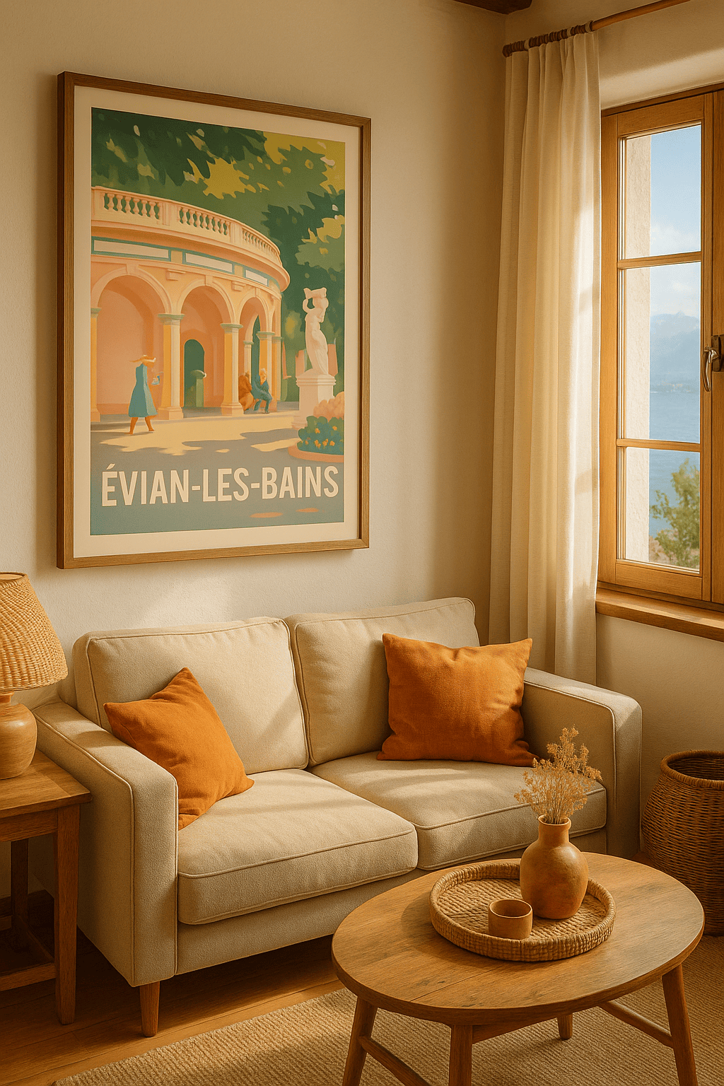 Affiche Évian-les-Bains — Élégance et sérénité au cœur du parc · poster d'art de Évian-les-Bains