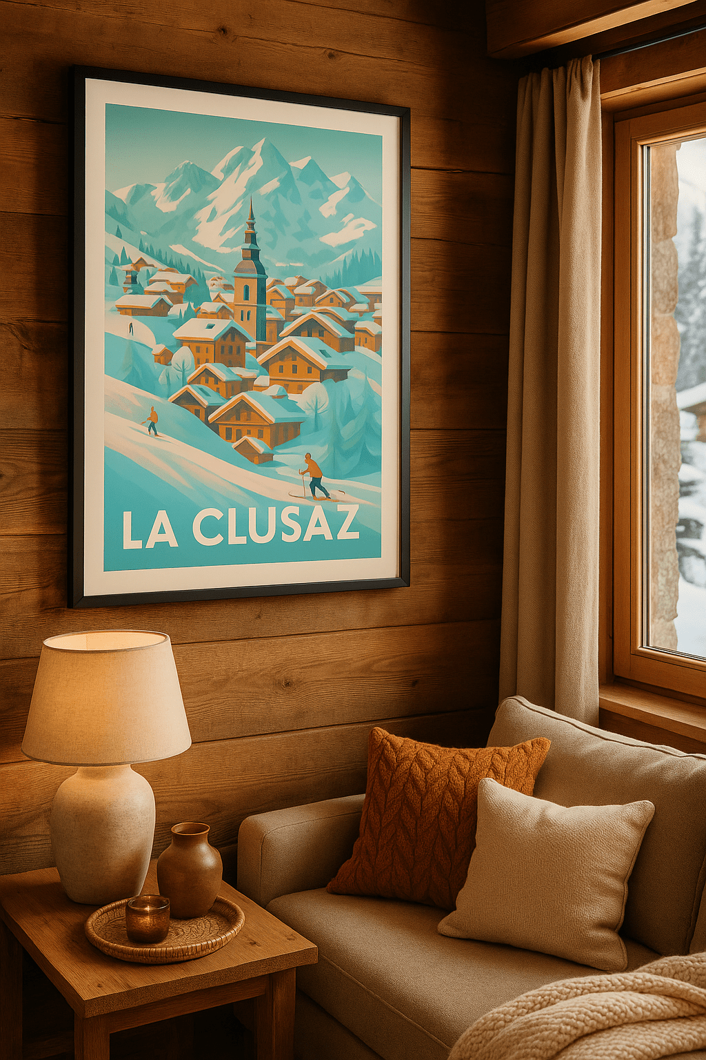 Affiche La Clusaz — Charme hivernal des Alpes savoyardes · poster d'art de La Clusaz