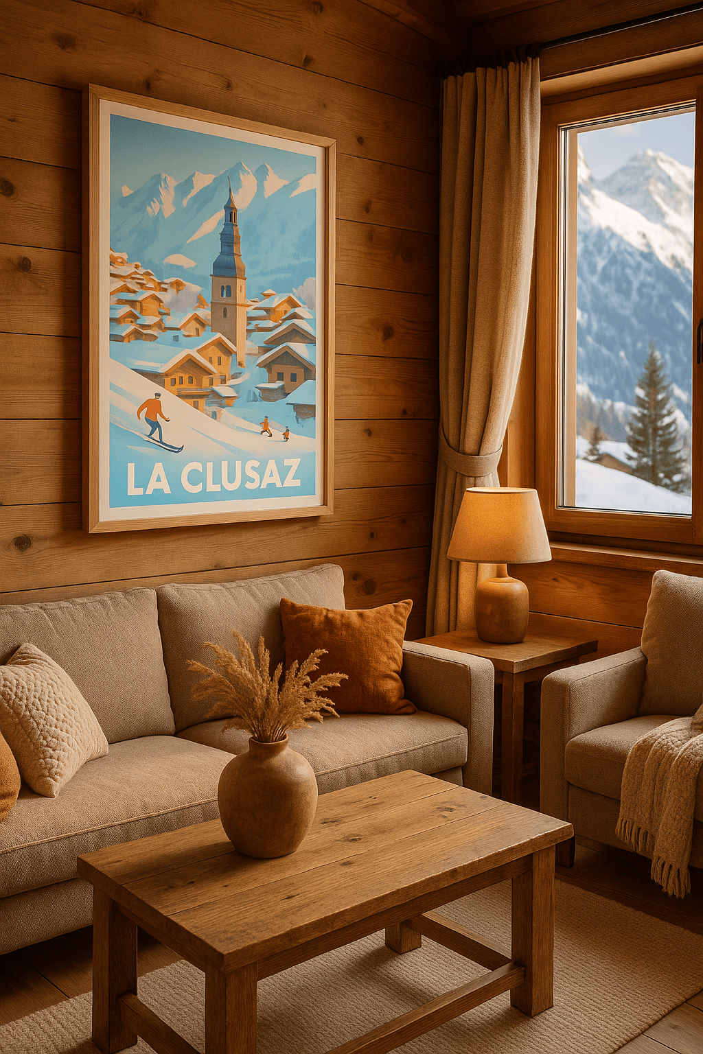 Haute-Savoie France Affiche de La Clusaz - Escapade hivernale en montagne