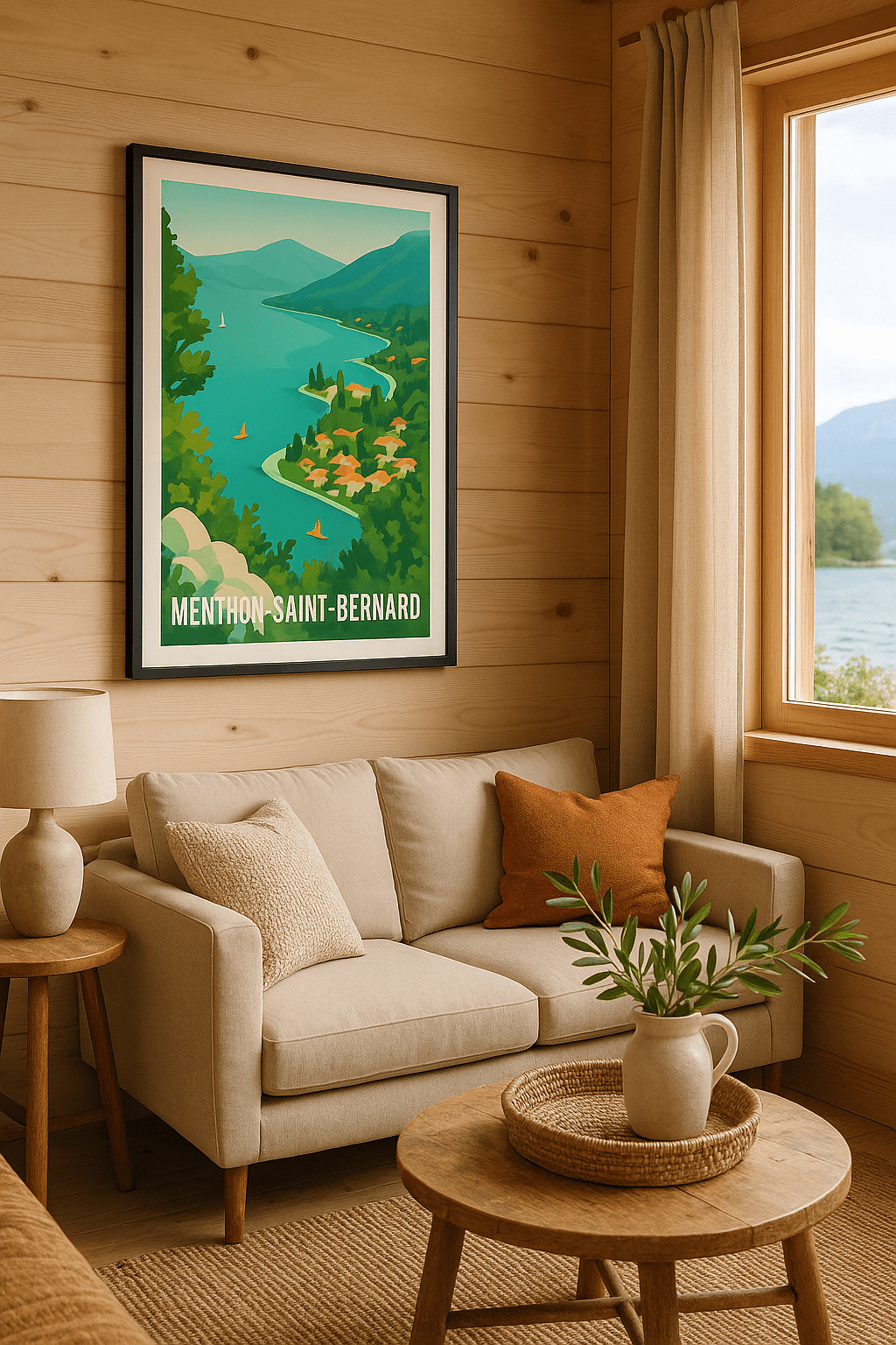 Affiche Menthon-Saint-Bernard — L'évasion au bord du lac · poster d'art de Menthon-Saint-Bernard