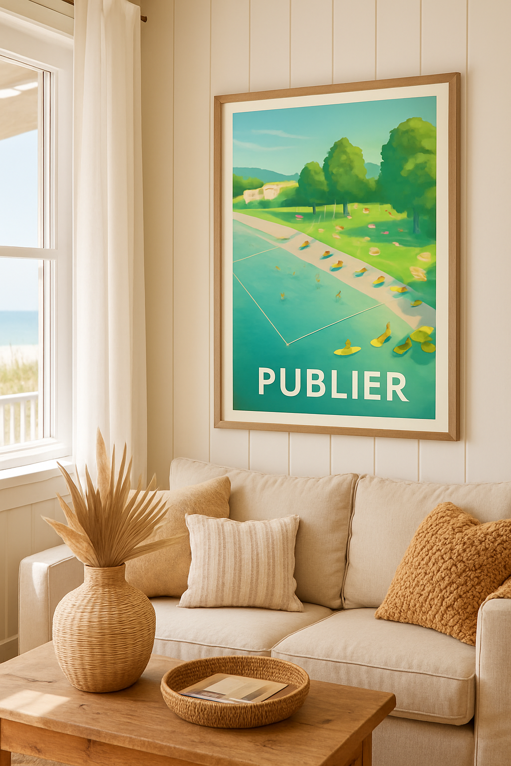Affiche Publier — Détente au bord de l'eau en été · poster d'art de Publier