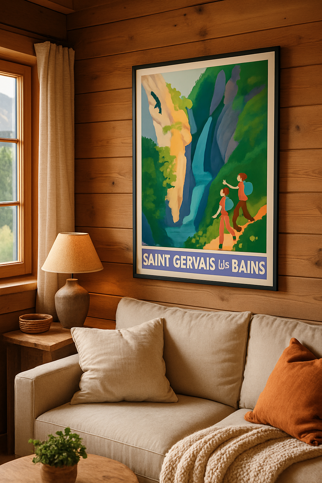 Affiche Saint-Gervais-les-Bains — Aventure et nature en montagne · poster d'art de Saint-Gervais-les-Bains