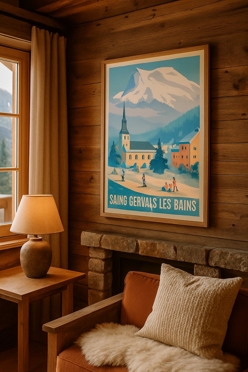 Haute-Savoie France Affiche de Saint-Gervais-les-Bains - L'hiver enchanteur au pied des montagnes