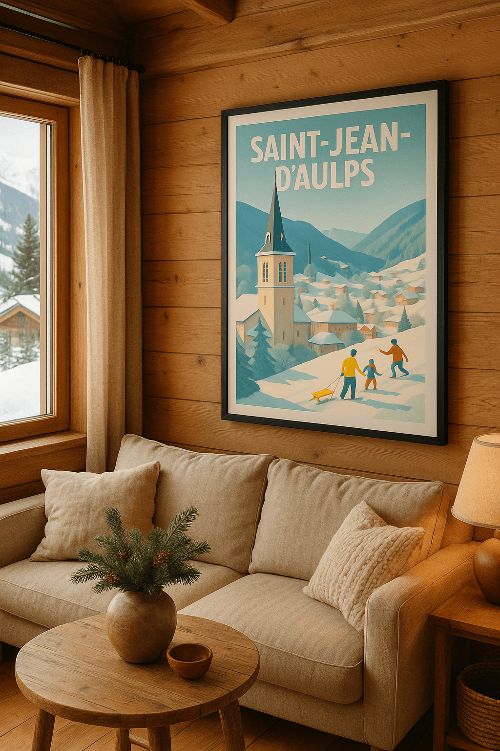 Haute-Savoie France Affiche de Saint-Jean-d'Aulps - Hiver enchanté au cœur des Alpes