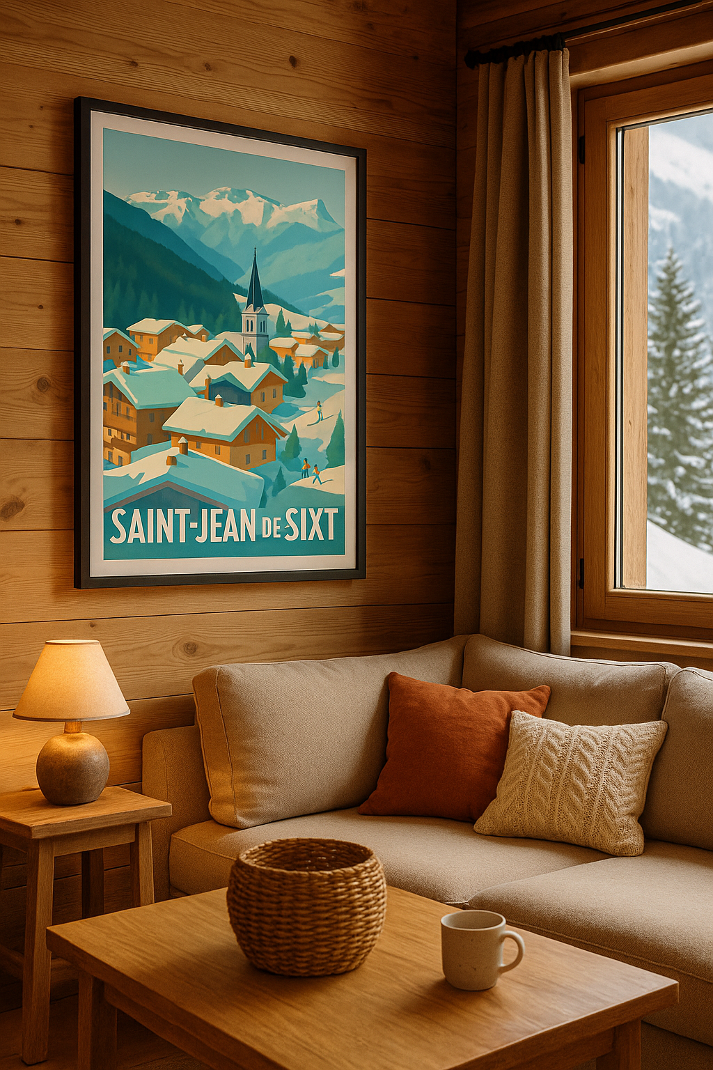 Affiche Saint-Jean-de-Sixt — Charme enneigé des Alpes · poster d'art de Saint-Jean-de-Sixt