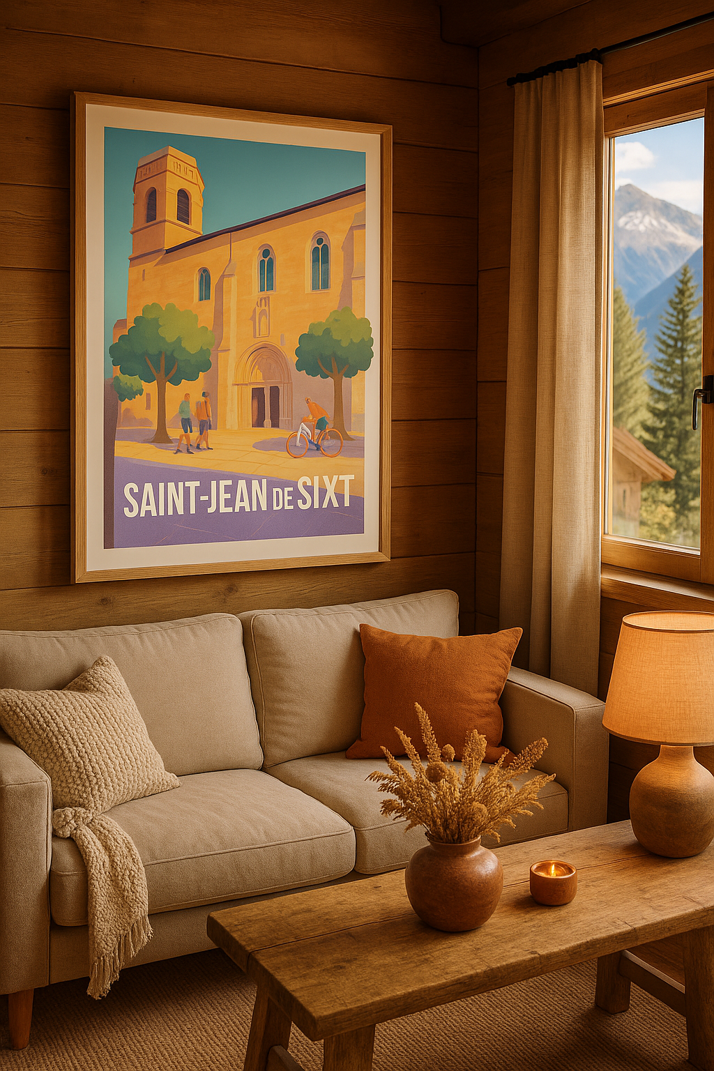 Haute-Savoie France Affiche de Saint-Jean-de-Sixt - Charme médiéval et douceur de vivre
