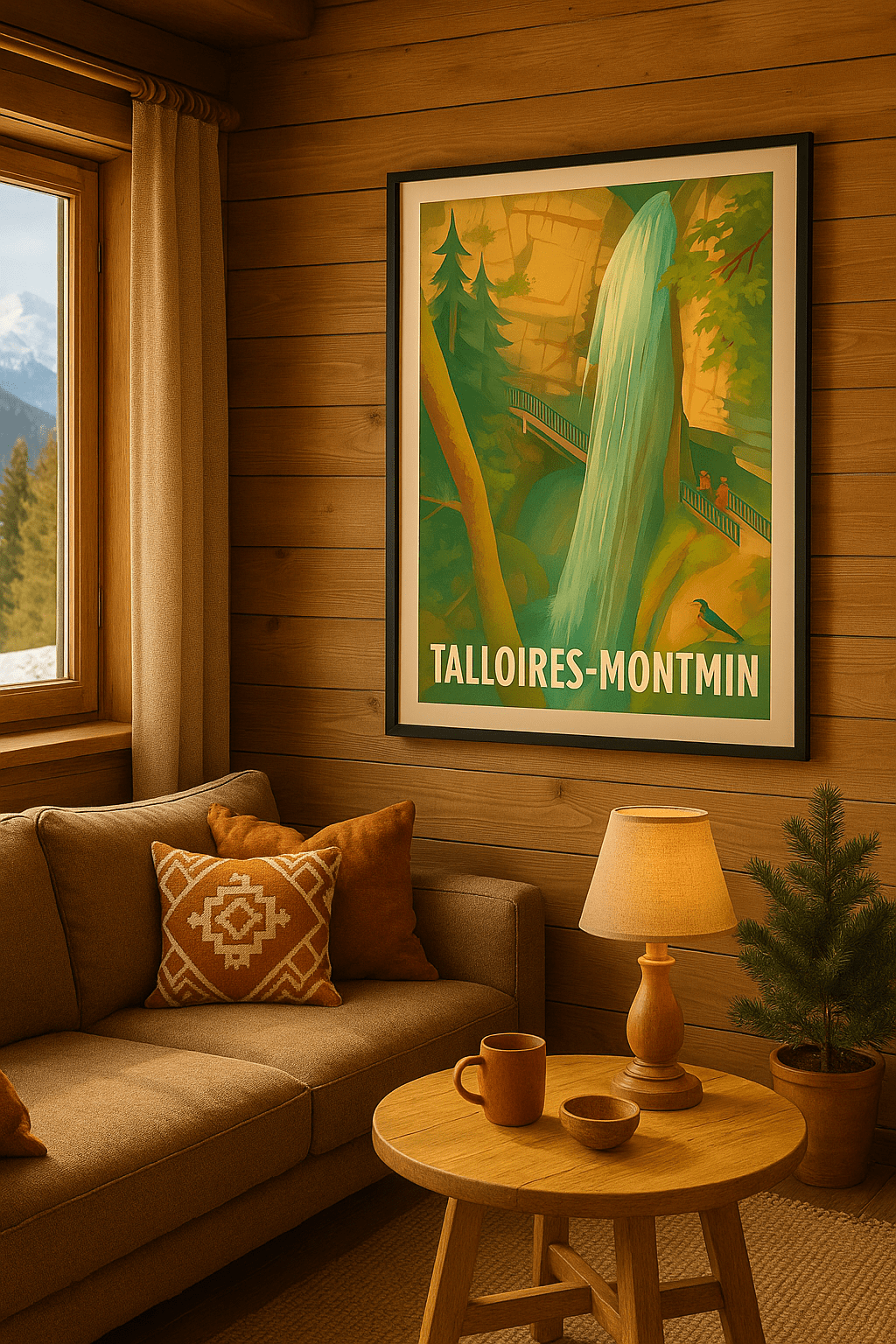 Affiche Talloires-Montmin — Beauté naturelle et cascade magique · poster d'art de Talloires-Montmin