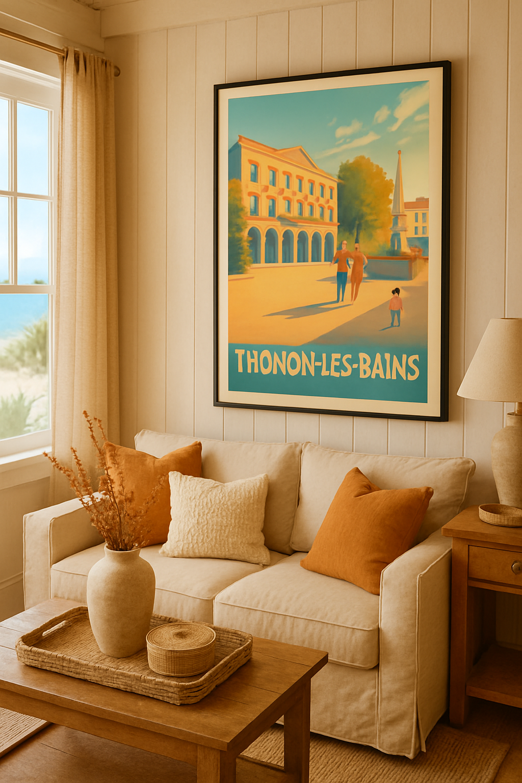 Affiche Thonon-les-Bains — Lumières et douceur au cœur de la ville · poster d'art de Thonon-les-Bains