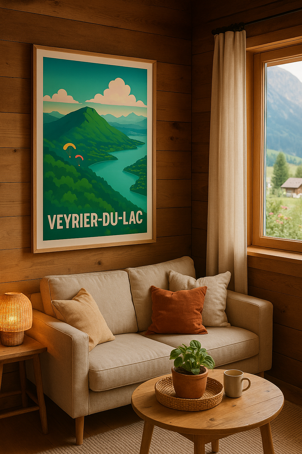 Haute-Savoie France Affiche de Veyrier-du-Lac - Évasion au-dessus du lac et des montagnes