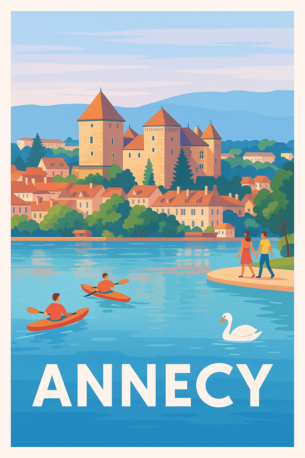 Haute-Savoie France Pas de Cadre / 20 × 30cm Affiche de Annecy - Douceur de vivre au bord du lac