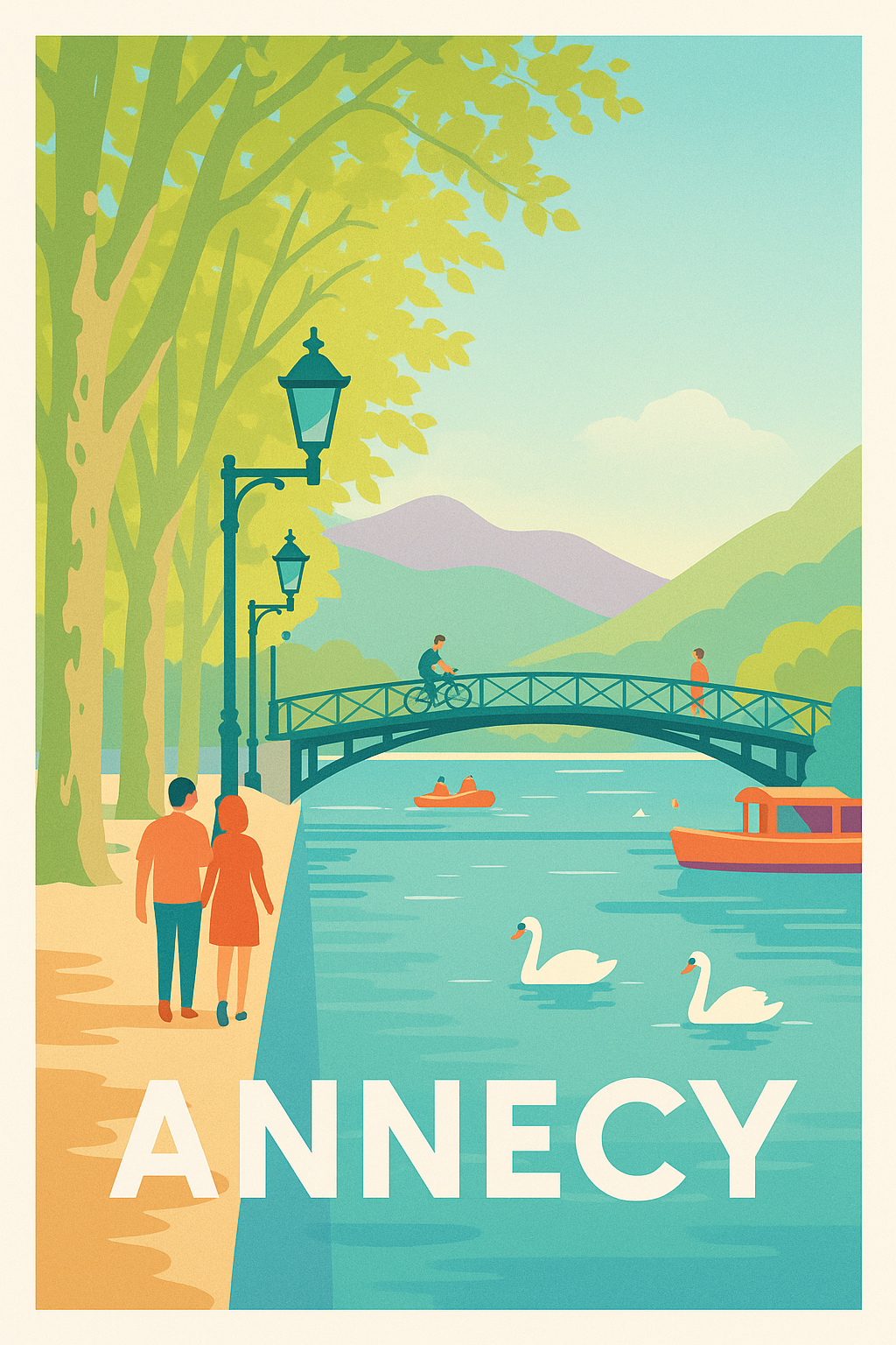 Haute-Savoie France Pas de Cadre / 20 × 30cm Affiche de Annecy - Flâneries au bord du lac