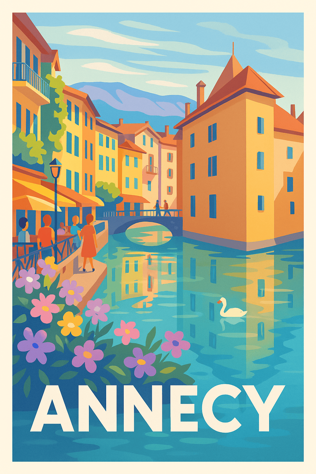Haute-Savoie France Pas de Cadre / 20 × 30cm Affiche de Annecy - La Venise des Alpes en couleurs