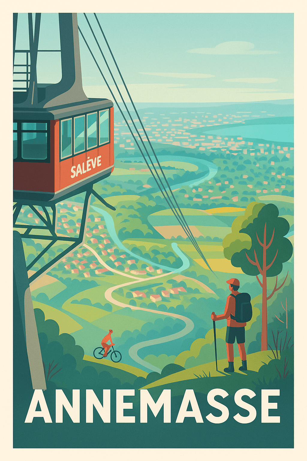 Haute-Savoie France Pas de Cadre / 20 × 30cm Affiche de Annemasse - Panorama naturel au pied du Salève