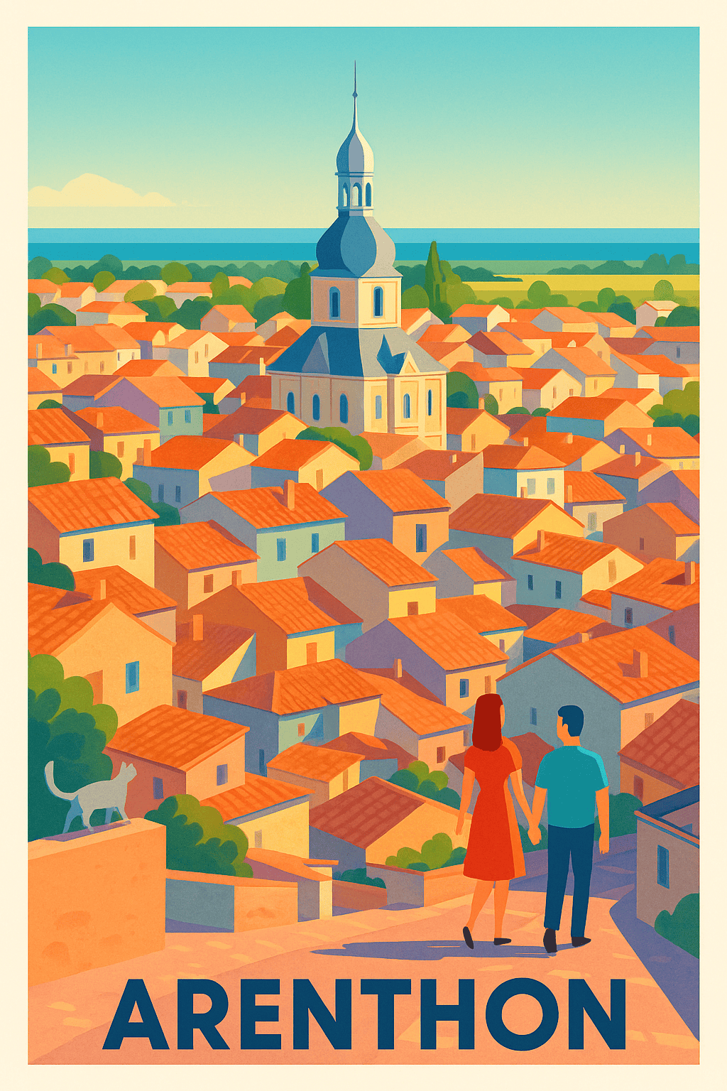 Haute-Savoie France Pas de Cadre / 20 × 30cm Affiche de Arenthon - Charme intemporel d'un village savoyard