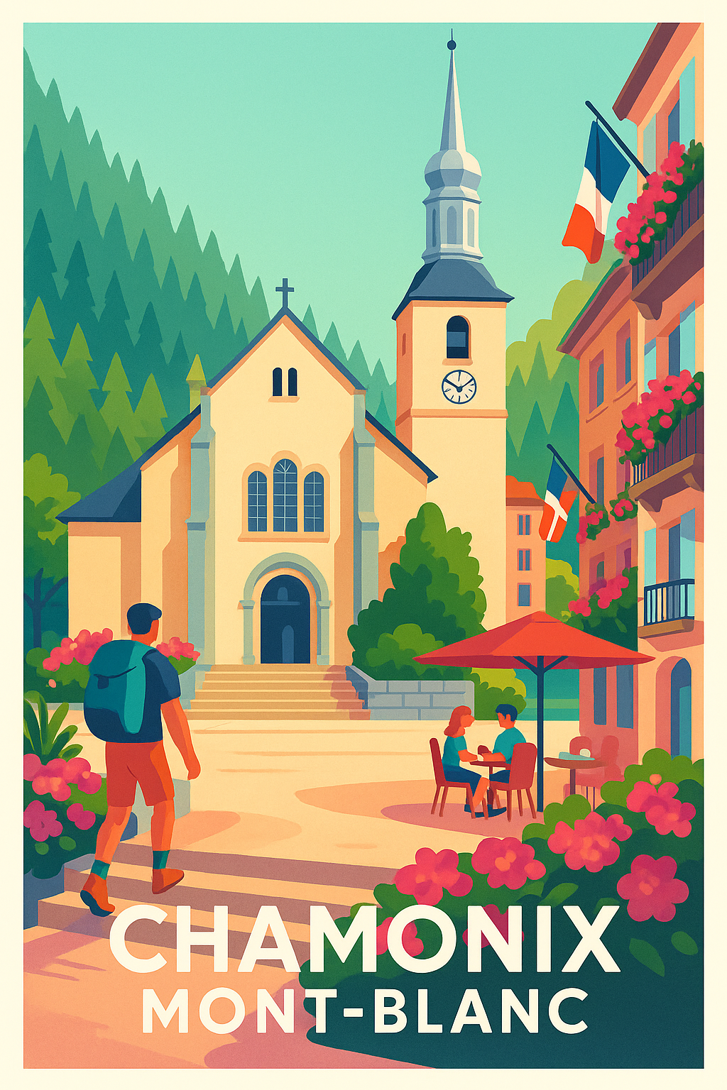 Haute-Savoie France Pas de Cadre / 20 × 30cm Affiche de Chamonix - Charme alpin et détente au pied du Mont-Blanc