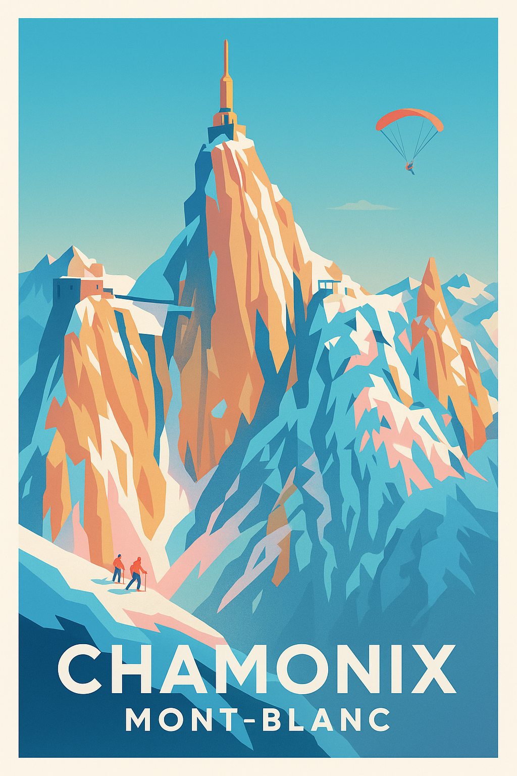 Haute-Savoie France Pas de Cadre / 20 × 30cm Affiche de Chamonix - Évasion Montagnarde au Mont-Blanc