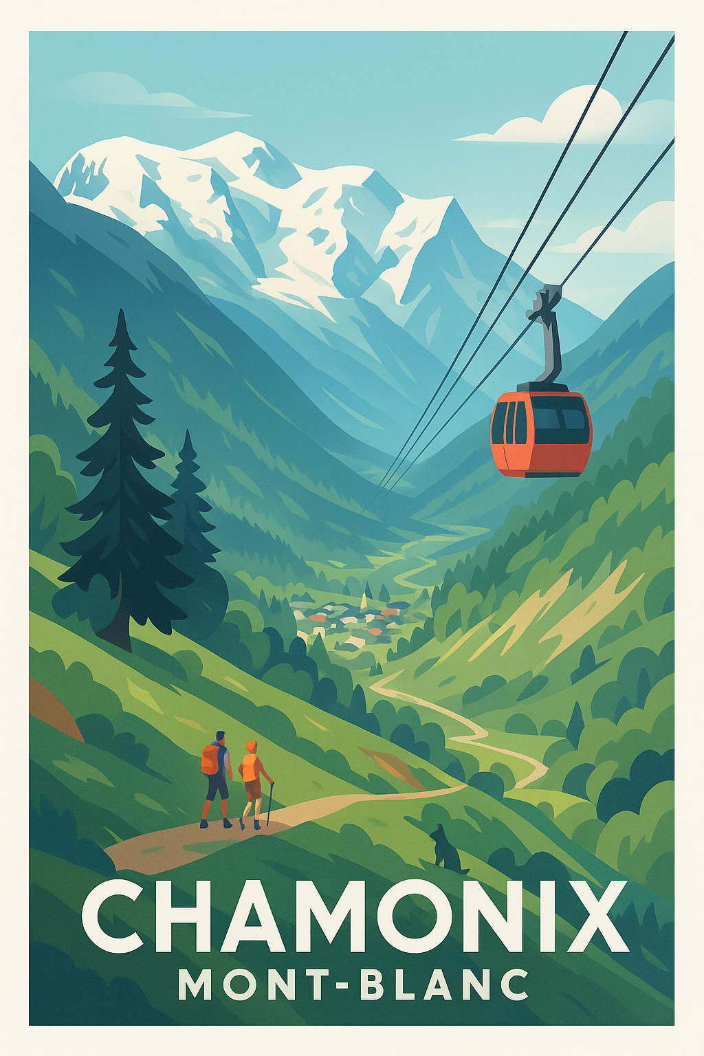Haute-Savoie France Pas de Cadre / 20 × 30cm Affiche de Chamonix Mont-Blanc - Escapade alpine entre nature et sommets