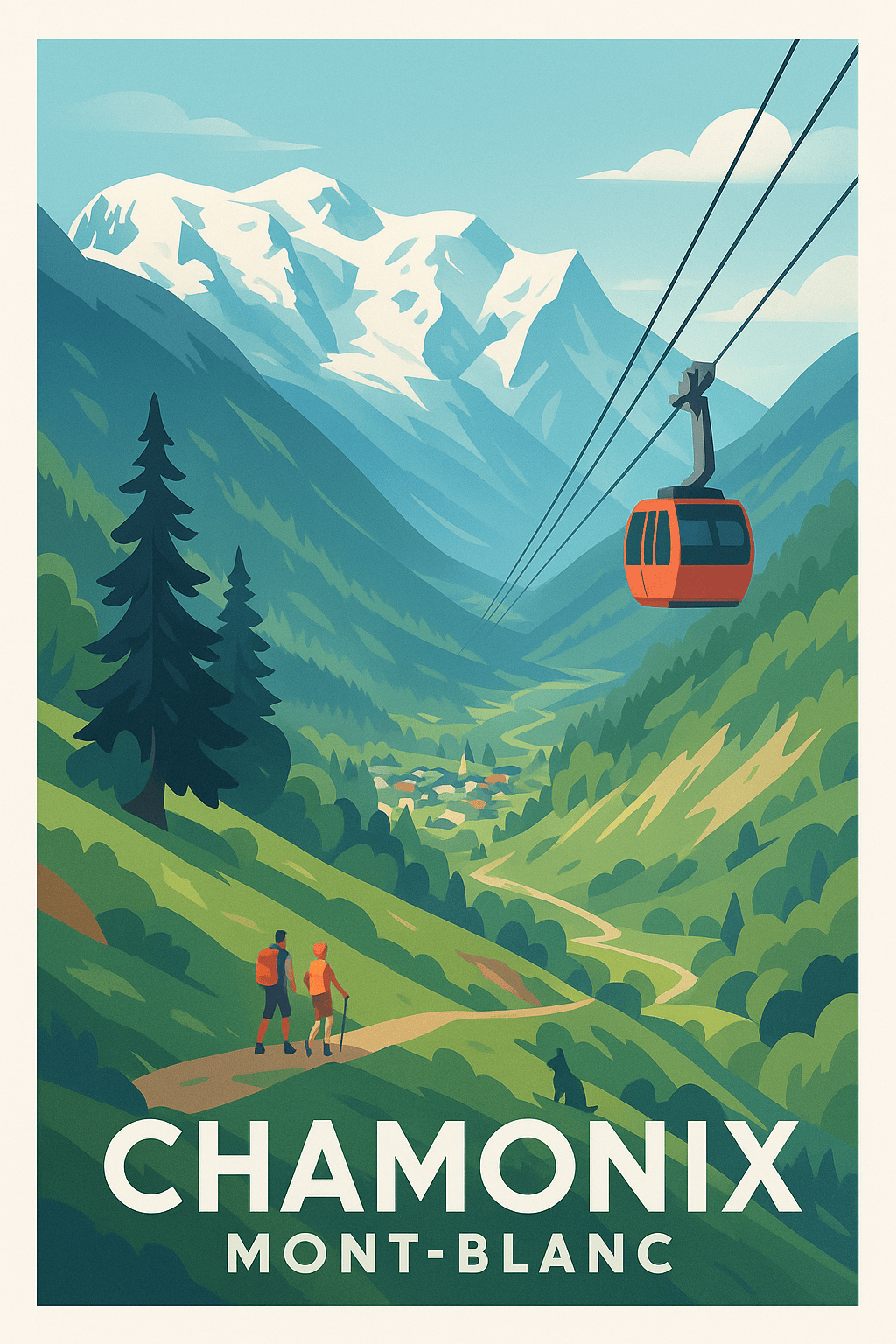 Affiche Chamonix Mont-Blanc — Escapade alpine entre nature et sommets · poster d'art de Chamonix Mont-Blanc