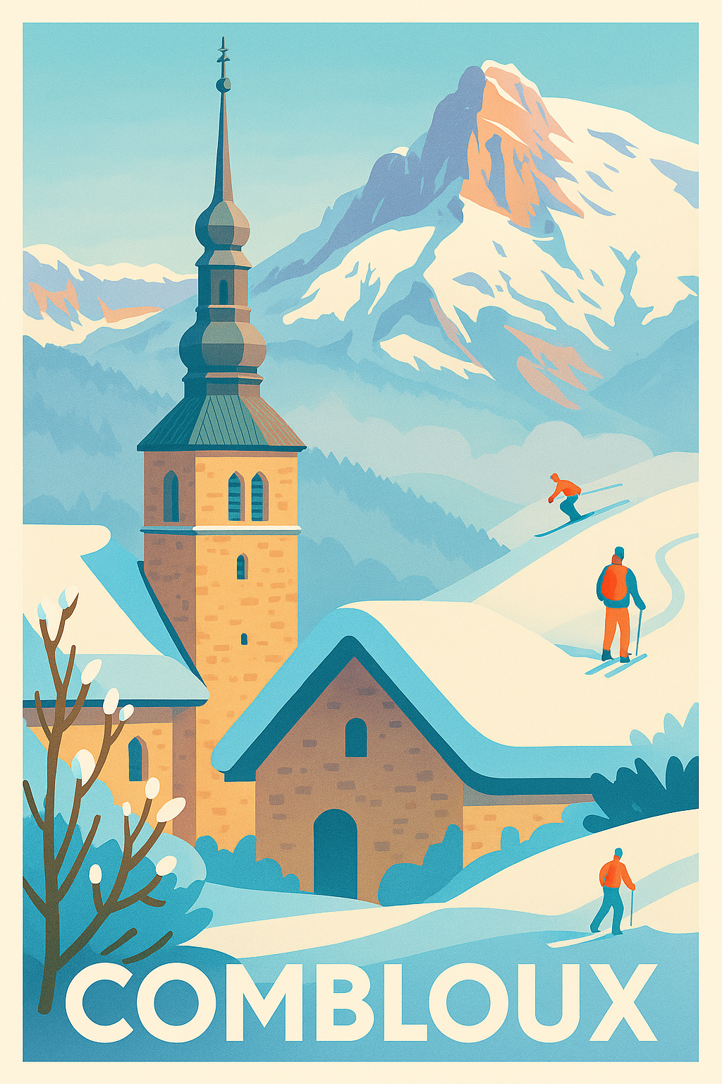 Haute-Savoie France Pas de Cadre / 20 × 30cm Affiche de Combloux - Évasion hivernale au coeur des Alpes