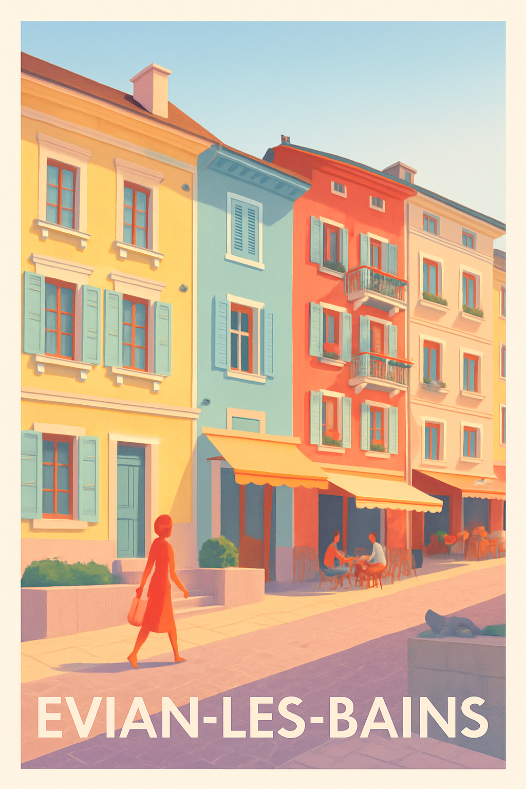 Affiche Evian-les-Bains — Charme et douceur au bord du lac · poster d'art de Evian-les-Bains