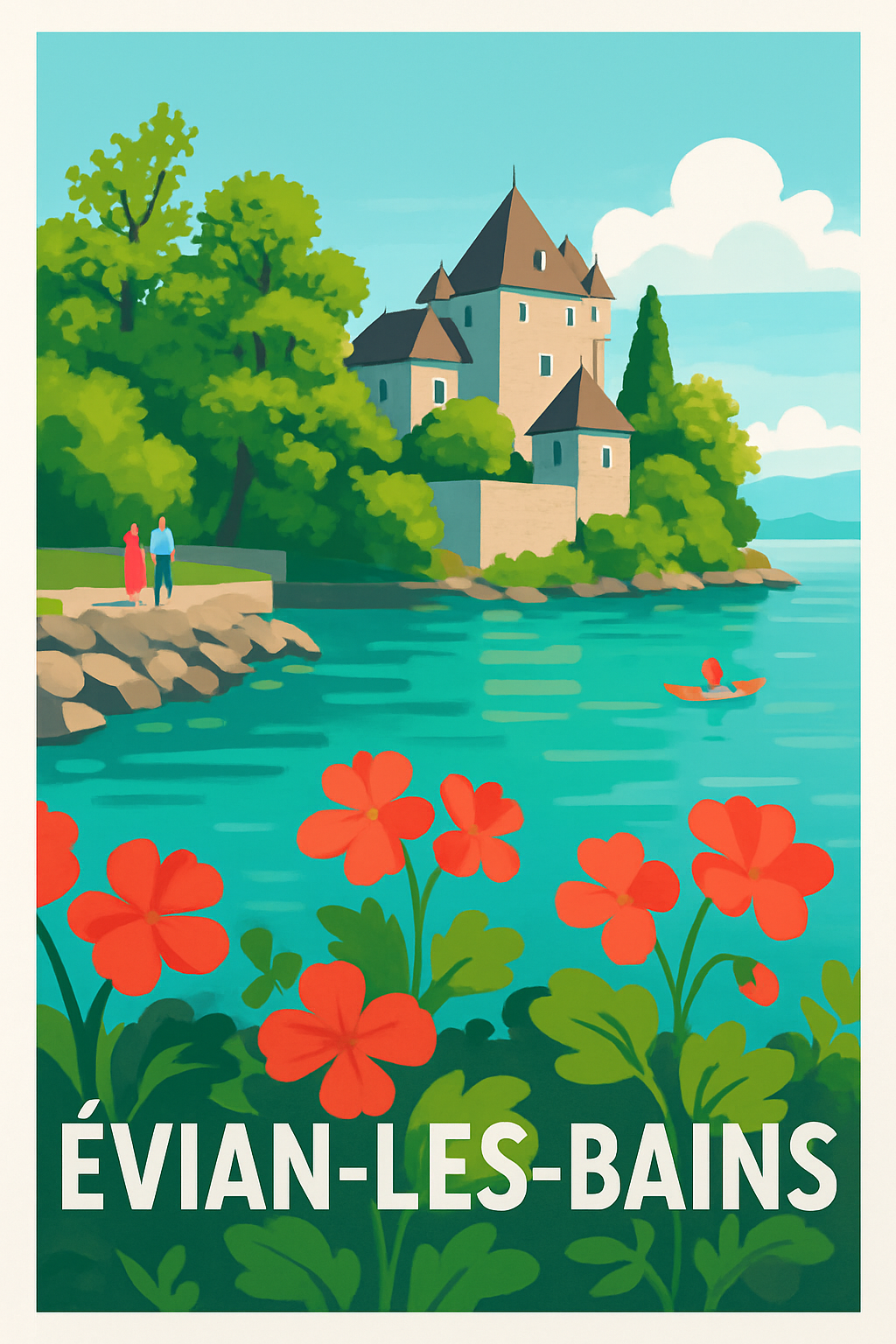Affiche Évian-les-Bains — Charme et Sérénité au bord du Lac Léman · poster d'art de Évian-les-Bains