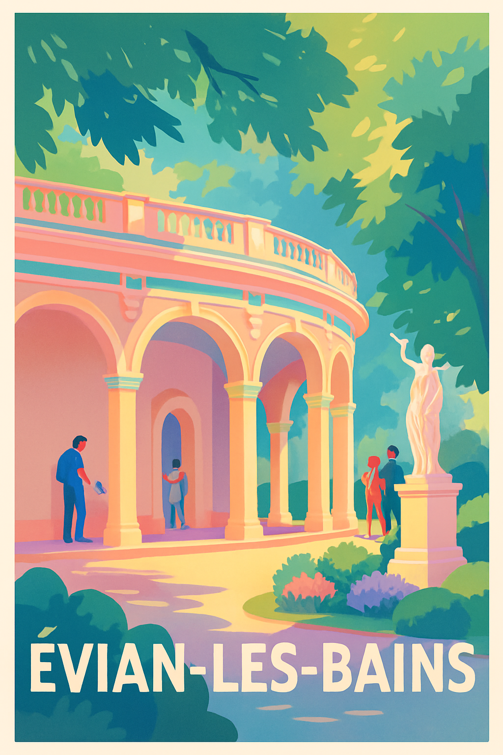 Haute-Savoie France Pas de Cadre / 20 × 30cm Affiche de Évian-les-Bains - Élégance et sérénité au bord du lac