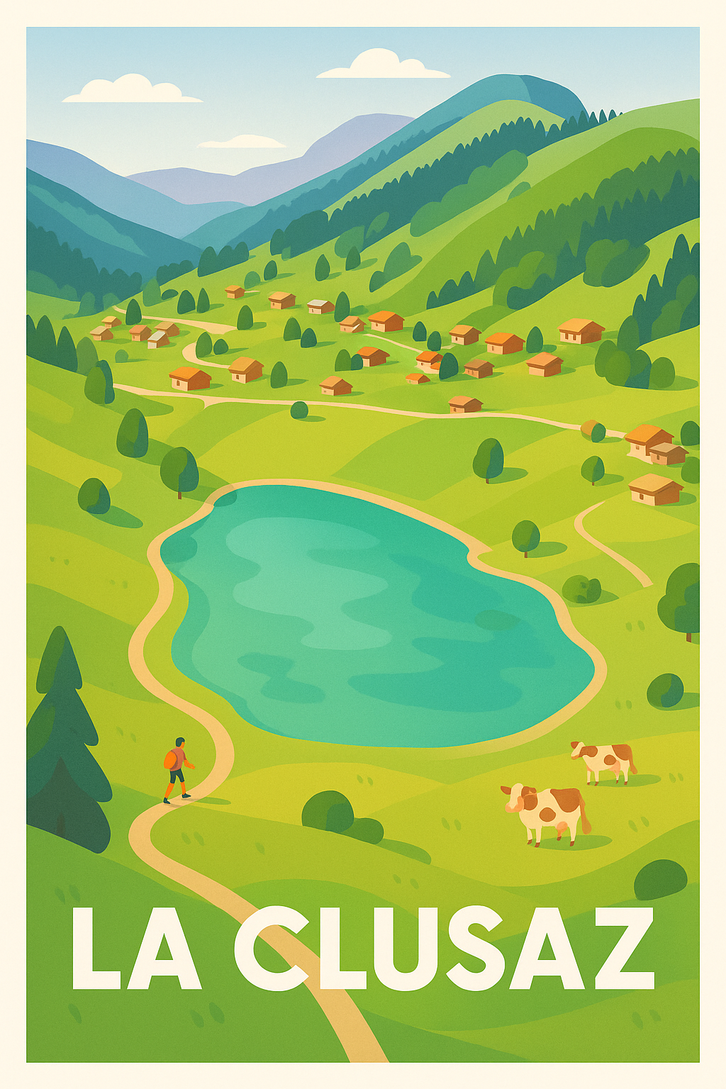 Haute-Savoie France Pas de Cadre / 20 × 30cm Affiche de La Clusaz - Nature et Sérénité en Montagne
