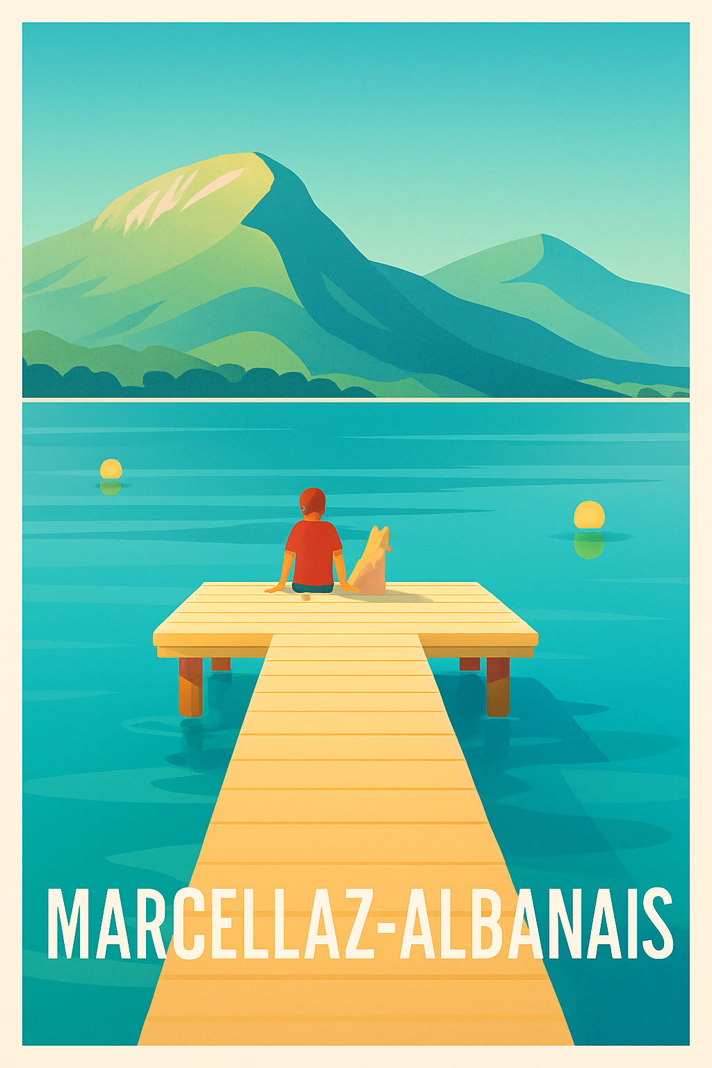 Haute-Savoie France Pas de Cadre / 20 × 30cm Affiche de Marcellaz-Albanais - Sérénité au bord de l'eau