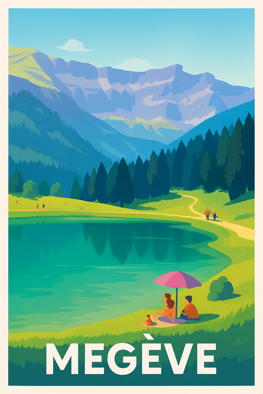 Haute-Savoie France Pas de Cadre / 20 × 30cm Affiche de Megève - L'Évasion Nature au Lac