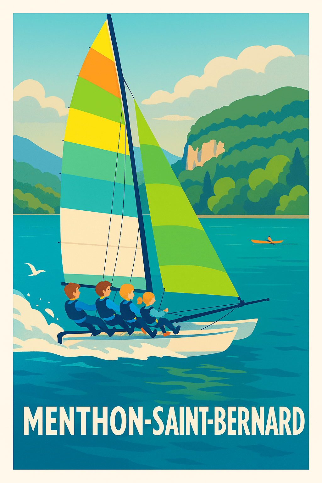 Affiche Menthon-Saint-Bernard — Aventurez-vous sur les eaux du Lac d'Annecy · poster d'art de Menthon-Saint-Bernard