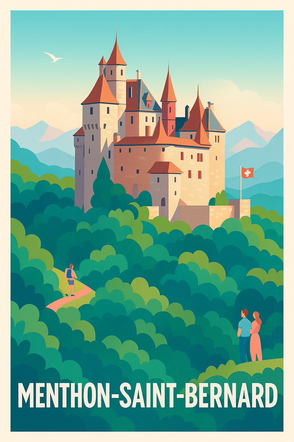 Haute-Savoie France Pas de Cadre / 20 × 30cm Affiche de Menthon-Saint-Bernard - Évasion féerique au château