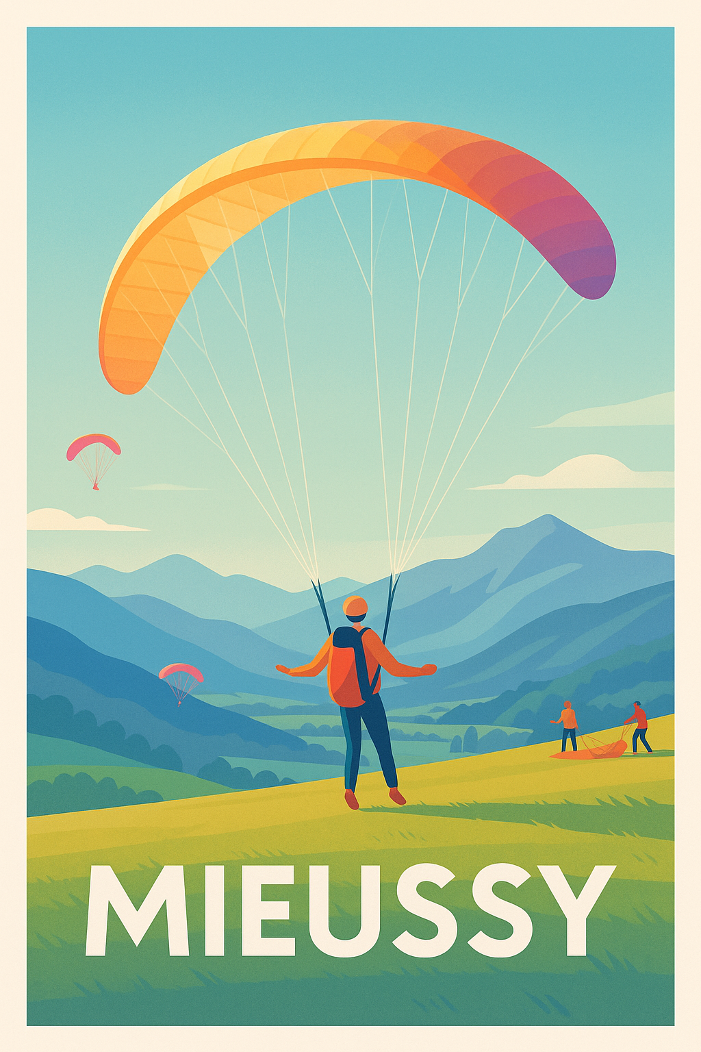 Haute-Savoie France Pas de Cadre / 20 × 30cm Affiche de Mieussy - Le paradis du parapente en altitude