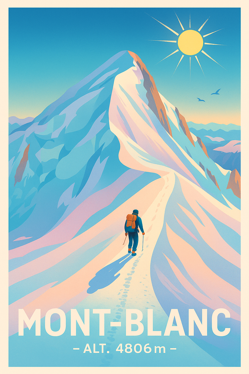 Haute-Savoie France Pas de Cadre / 20 × 30cm Affiche de Mont-Blanc - L'ascension emblématique des Alpes