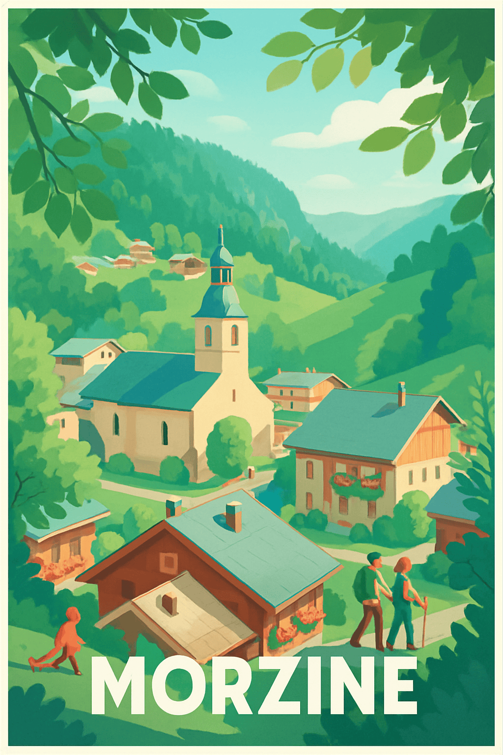 Haute-Savoie France Pas de Cadre / 20 × 30cm Affiche de Morzine - L'évasion au cœur des montagnes verdoyantes