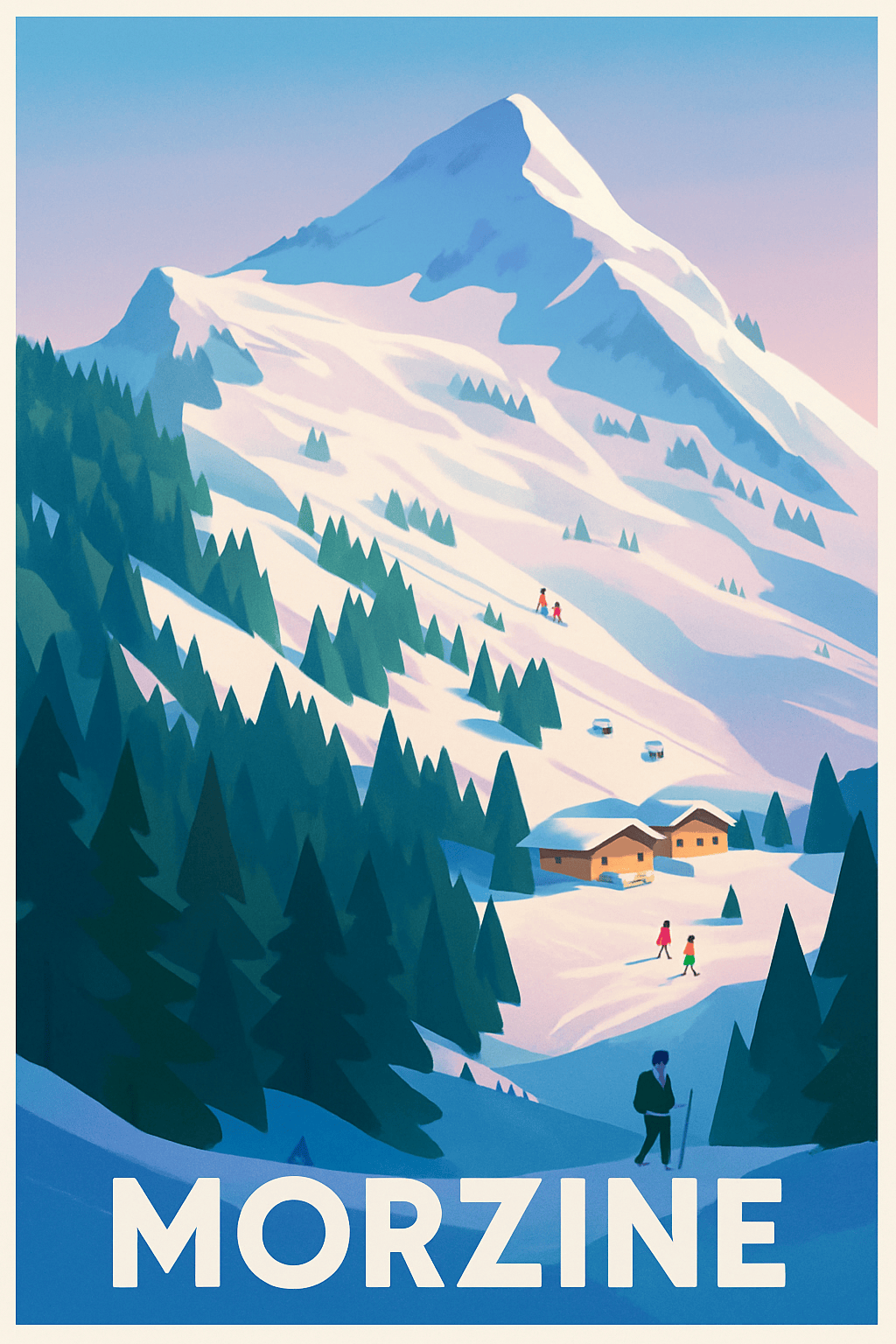 Haute-Savoie France Pas de Cadre / 20 × 30cm Affiche de Morzine - L'évasion hivernale en montagne