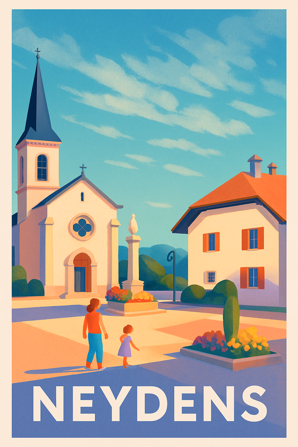 Haute-Savoie France Pas de Cadre / 20 × 30cm Affiche de Neydens - Charme paisible du village savoyard