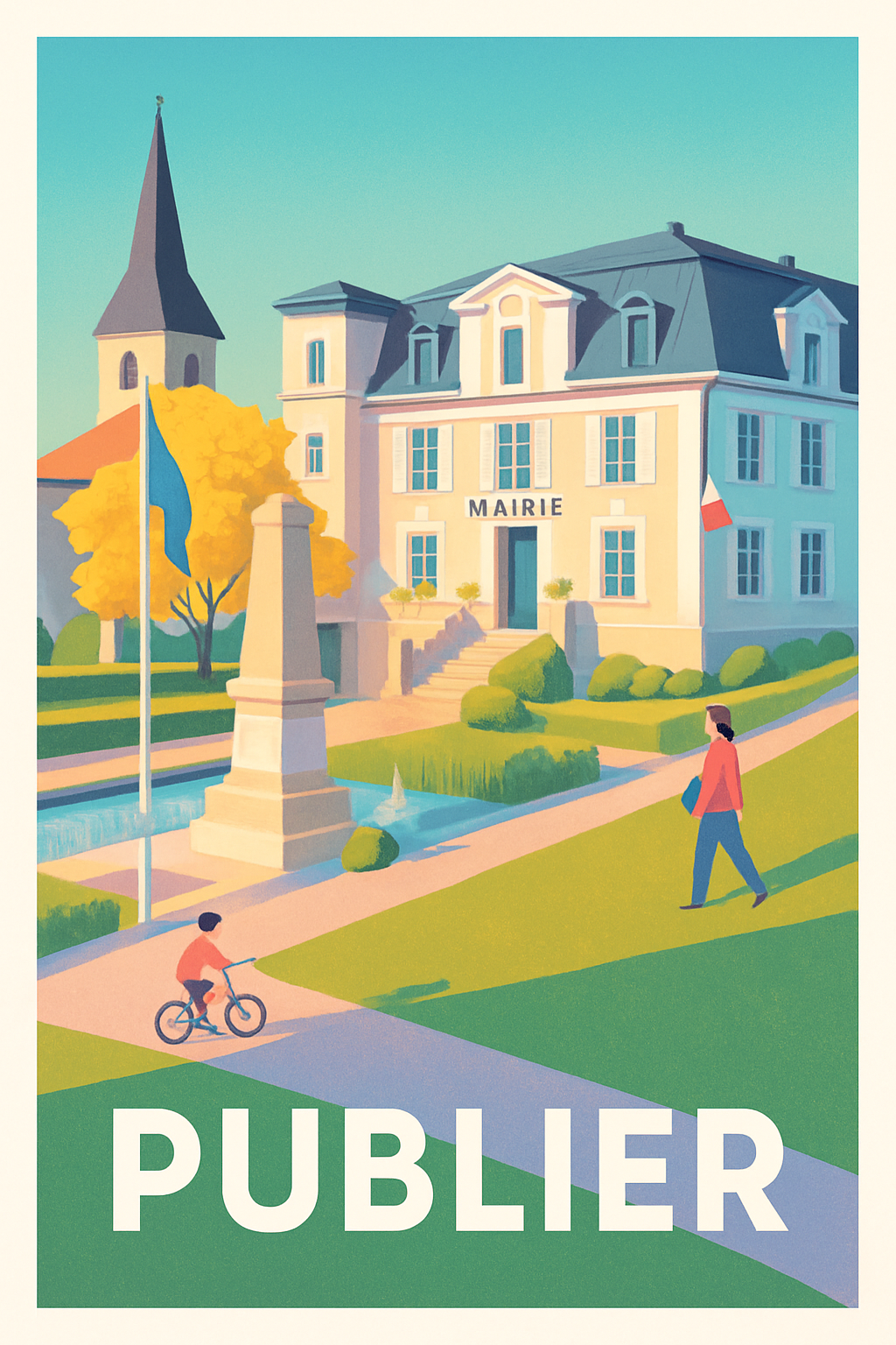 Affiche Publier — Charme paisible de la mairie · poster d'art de Publier