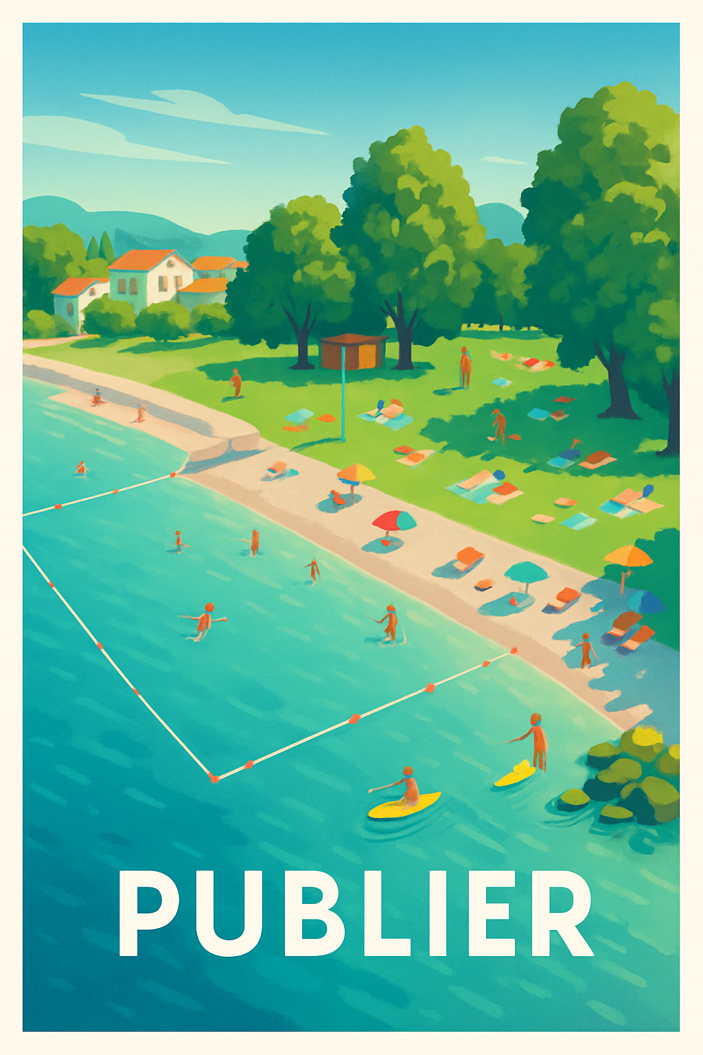 Affiche Publier — Détente au bord de l'eau en été · poster d'art de Publier