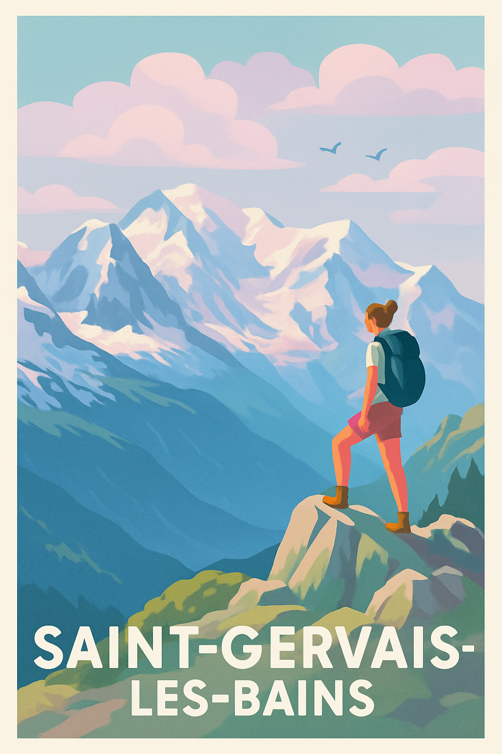 Haute-Savoie France Pas de Cadre / 20 × 30cm Affiche de Saint-Gervais-les-Bains - L'appel des sommets majestueux