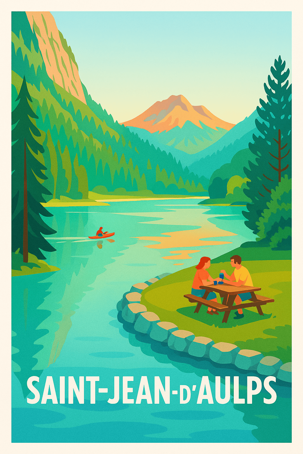 Haute-Savoie France Pas de Cadre / 20 × 30cm Affiche de Saint-Jean-d'Aulps - Évasion nature et sérénité en montagne