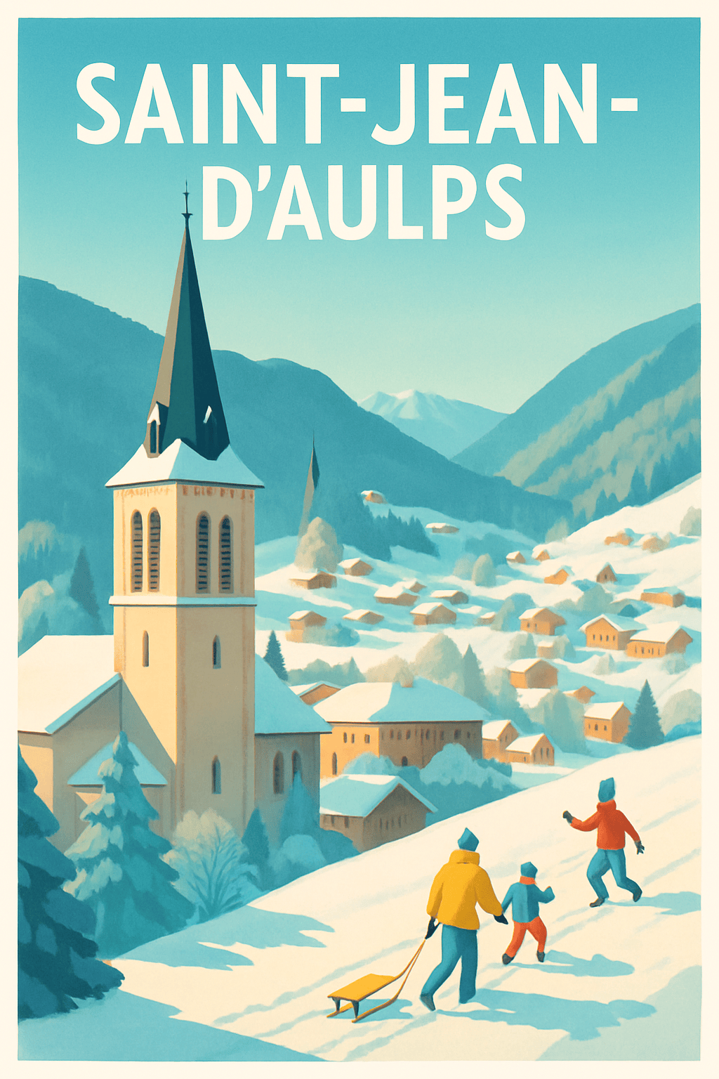 Haute-Savoie France Pas de Cadre / 20 × 30cm Affiche de Saint-Jean-d'Aulps - Hiver enchanté au cœur des Alpes