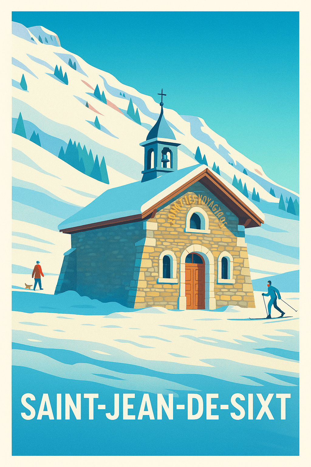 Haute-Savoie France Pas de Cadre / 20 × 30cm Affiche de Saint-Jean-de-Sixt - Charme alpin et nature enneigée