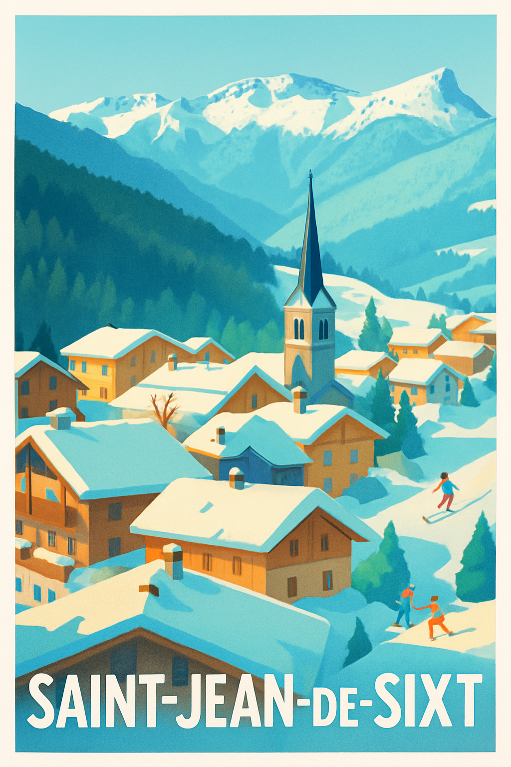 Affiche Saint-Jean-de-Sixt — Charme enneigé des Alpes · poster d'art de Saint-Jean-de-Sixt
