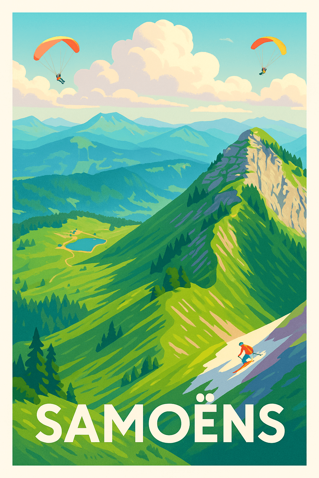 Affiche Samoëns — Évasion alpine et sensations fortes · poster d'art de Samoëns