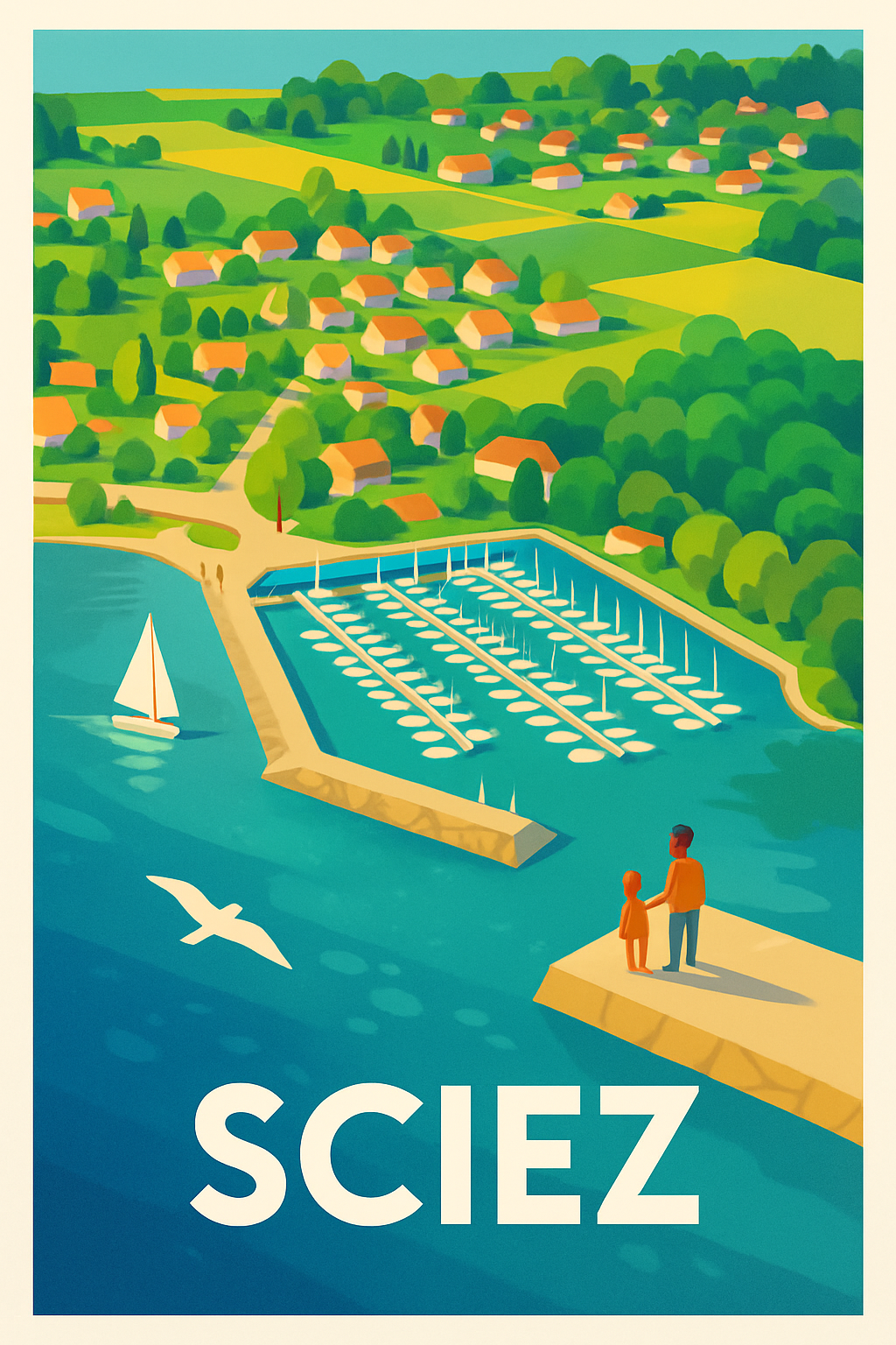 Haute-Savoie France Pas de Cadre / 20 × 30cm Affiche de Sciez - Escapade paisible au bord du lac