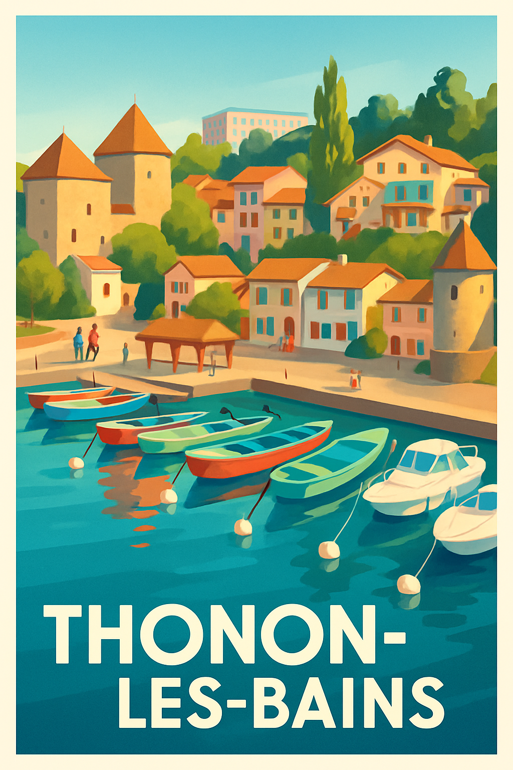 Haute-Savoie France Pas de Cadre / 20 × 30cm Affiche de Thonon-les-Bains - Charme et sérénité au bord du lac